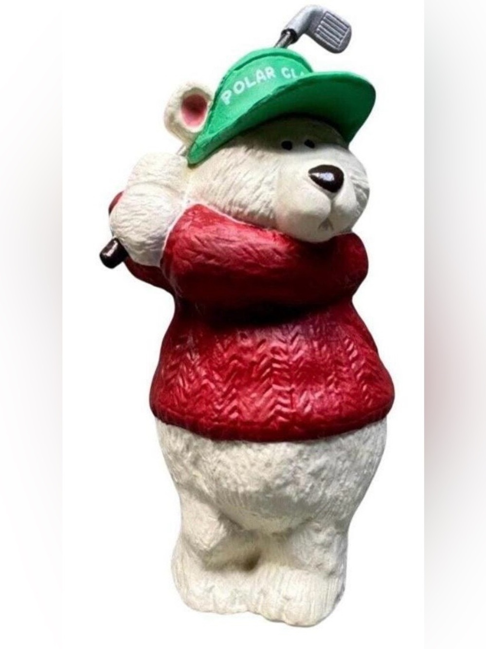 1991 Polar Classic Hallmark Plush Polar Bear Pet Chew Toy - Red Sweater